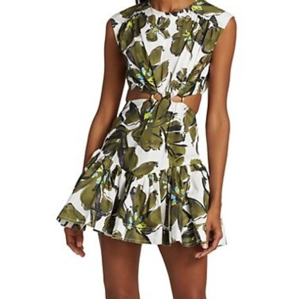 AJE Oasis CutOut Minidress Horizon Olive Floral , 4 Au (0 Us)